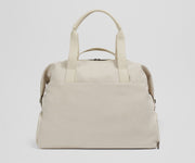 Front view of the Transit Canavs Weekender with its leather handles up