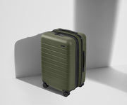Angled product view of The Carry-On Flex suitcase in Olive Green